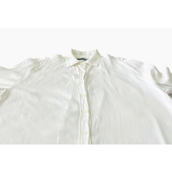 TRANSFER LONG ROLL-TAB SLV, V-NECK, POINTED COLLAR BLOUSE, WOMENS, XL, WHITE - Picture 4 of 12